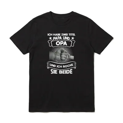 Ich habe zwei Titel T-Shirt – Fingerschlag Papa Opa Text – Klassisches T-Shirt in Schwarz