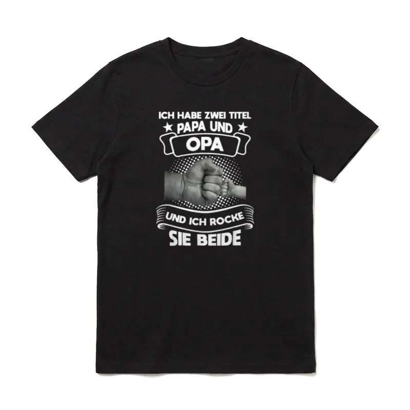 Ich habe zwei Titel T-Shirt – Fingerschlag Papa Opa Text – Klassisches T-Shirt in Schwarz