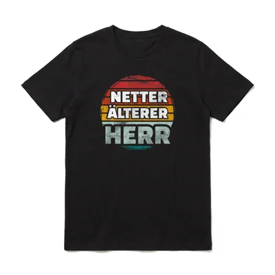Netter Älterer Herr Spruch T-Shirt – Retro Textmotiv Nette älterer Herr auf farbigem Kreis – Klassisches T-Shirt in Schwarz