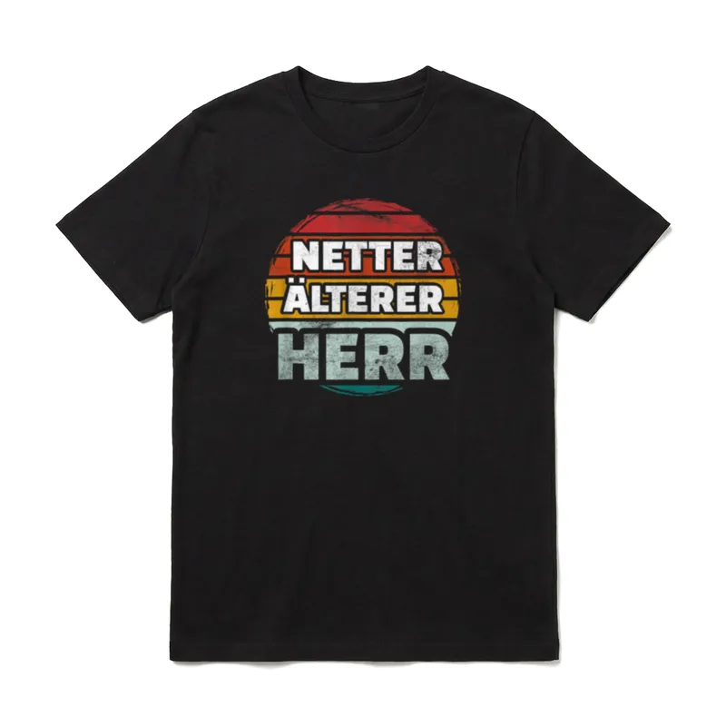 Netter Älterer Herr Spruch T-Shirt – Retro Textmotiv Nette älterer Herr auf farbigem Kreis – Klassisches T-Shirt in Schwarz