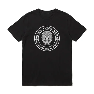 Böser Alter Mann Totenkopf Indianer T-Shirt – Klassisches T-Shirt in Schwarz