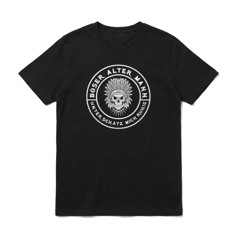 Böser Alter Mann Totenkopf Indianer T-Shirt – Klassisches T-Shirt in Schwarz