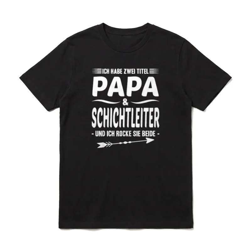 Schichtführer Kapo Vater Zwei T-Shirt – Papa und Schichtleiter Spruch mit Pfeil-Graphic – Klassisches T-Shirt in Schwarz