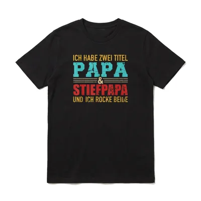 Zwei Titel Papa und Stiefpapa T-Shirt – Klassisches T-Shirt in Schwarz
