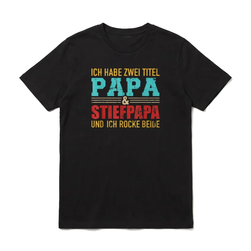 Zwei Titel Papa und Stiefpapa T-Shirt – Klassisches T-Shirt in Schwarz