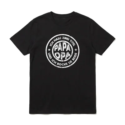 Ich Habe Zwei Titel T-Shirt – Stempel mit „Papa“, „Opa“ und „ich rocke sie beide“ – Klassisches T-Shirt in Schwarz