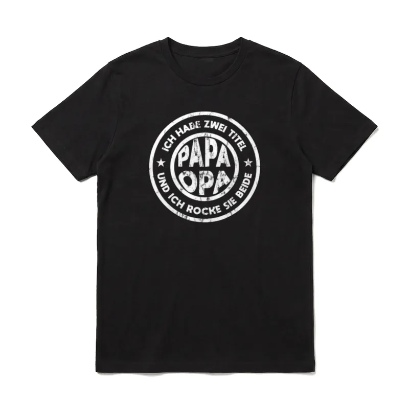 Ich Habe Zwei Titel T-Shirt – Stempel mit „Papa“, „Opa“ und „ich rocke sie beide“ – Klassisches T-Shirt in Schwarz