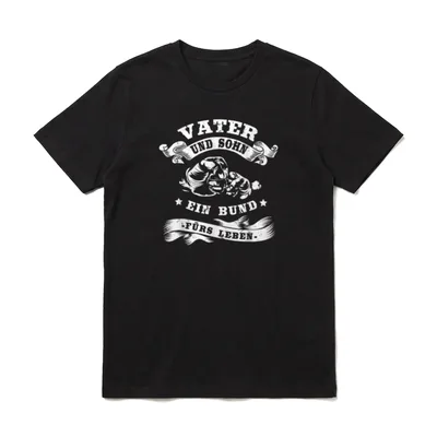Vater Sohn T-Shirt Sprüche – Vater und Sohn Fingersstoß Ein Bund fürs Leben weiß auf Grau – Klassisches T-Shirt in Schwarz