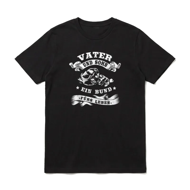 Vater Sohn T-Shirt Sprüche – Vater und Sohn Fingersstoß Ein Bund fürs Leben weiß auf Grau – Klassisches T-Shirt in Schwarz