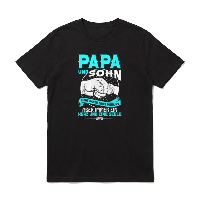 Shirt Weihnachten – Papa und Sohn Fäuste Fauststoss blaue Schrift Spruch – Klassisches T-Shirt in Schwarz