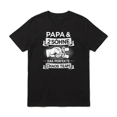 Papa Zwei Jungs Chaos T-Shirt – Klassisches T-Shirt in Schwarz