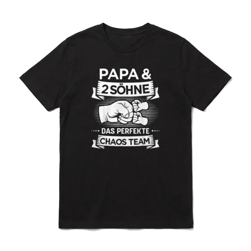 Papa Zwei Jungs Chaos T-Shirt – Klassisches T-Shirt in Schwarz