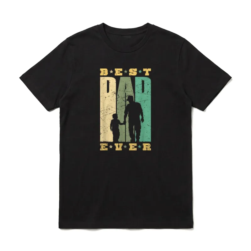 Best Dad Ever Retro Papa T-Shirt – Klassisches T-Shirt in Schwarz