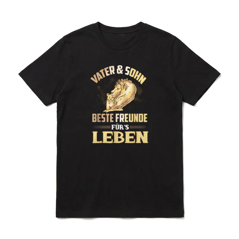 Vater Und Sohn Beste Papa & Sohn T-Shirt – Löwe mit Jungem und Text Vater Sohn Beste Freunde – Klassisches T-Shirt in Schwarz