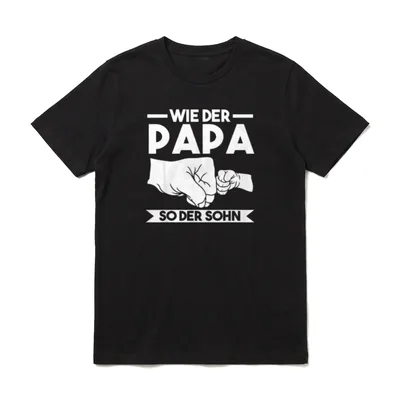 Wie der Papa so T-Shirt – Fists Bump Grafik mit Text Wie der Papa so der Sohn – Klassisches T-Shirt in Schwarz
