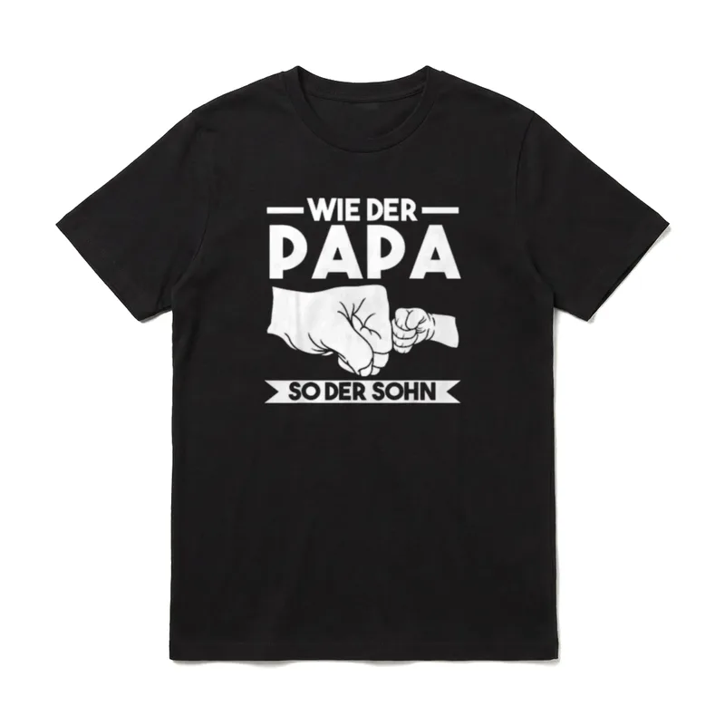 Wie der Papa so T-Shirt – Fists Bump Grafik mit Text Wie der Papa so der Sohn – Klassisches T-Shirt in Schwarz