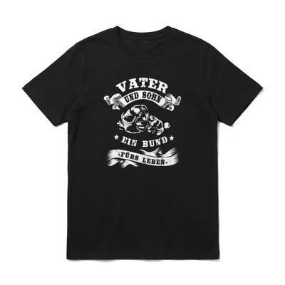 Gib mir 5 Faust T-Shirt – Zwei Fäuste, Schriftzug „Vater und Sohn, ein Bund fürs Leben“ – Klassisches T-Shirt in Schwarz