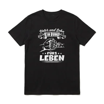 Vater und Sohn T-Shirt – Vater und Sohn Faust an Faust, Spruch Ein Bund Fürs Leben – Klassisches T-Shirt in Schwarz