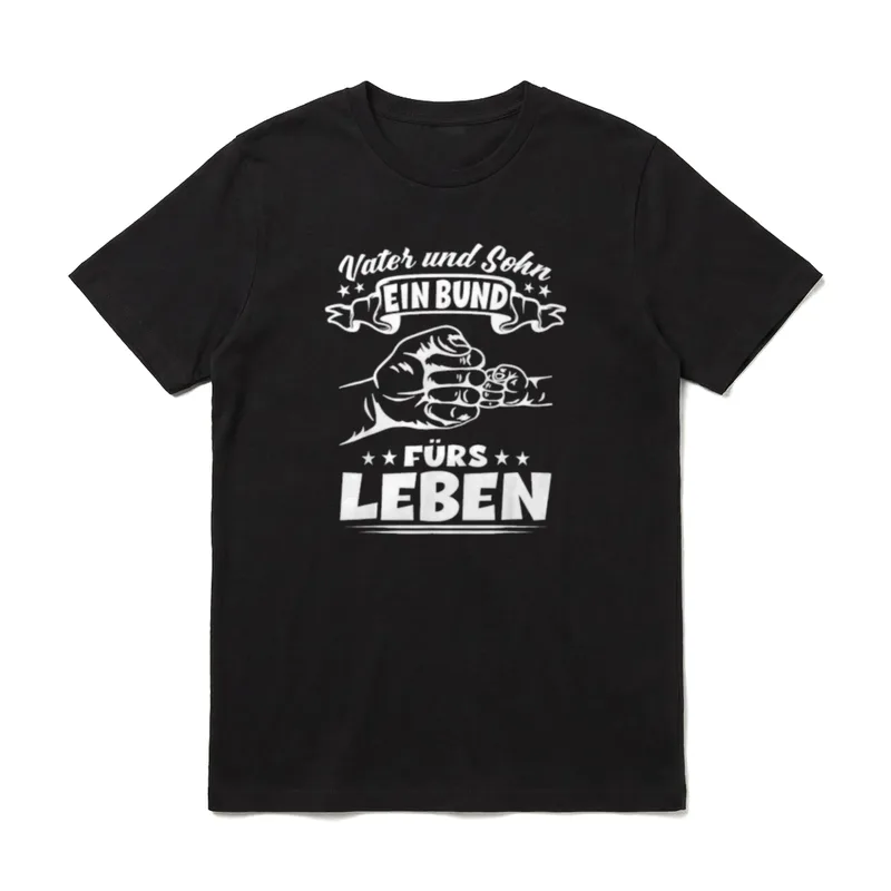 Vater und Sohn T-Shirt – Vater und Sohn Faust an Faust, Spruch Ein Bund Fürs Leben – Klassisches T-Shirt in Schwarz