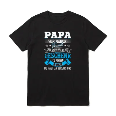 Vater und Sohn & Tocher Partnerlook T-Shirt – Klassisches T-Shirt in Schwarz