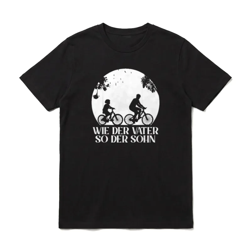 Wie der Vater so T-Shirt – Vater und Sohn fahren Rad, Schriftzug darunter – Klassisches T-Shirt in Schwarz