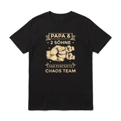 Papa & 2 Söhne Chaos T-Shirt – Klassisches T-Shirt in Schwarz