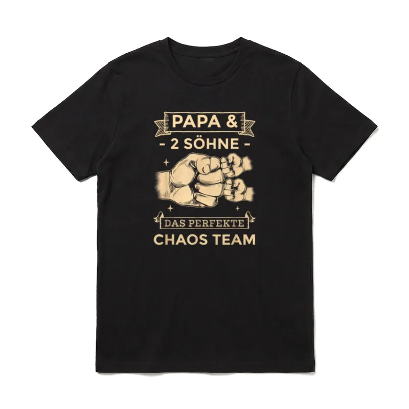 Papa & 2 Söhne Chaos T-Shirt – Klassisches T-Shirt in Schwarz