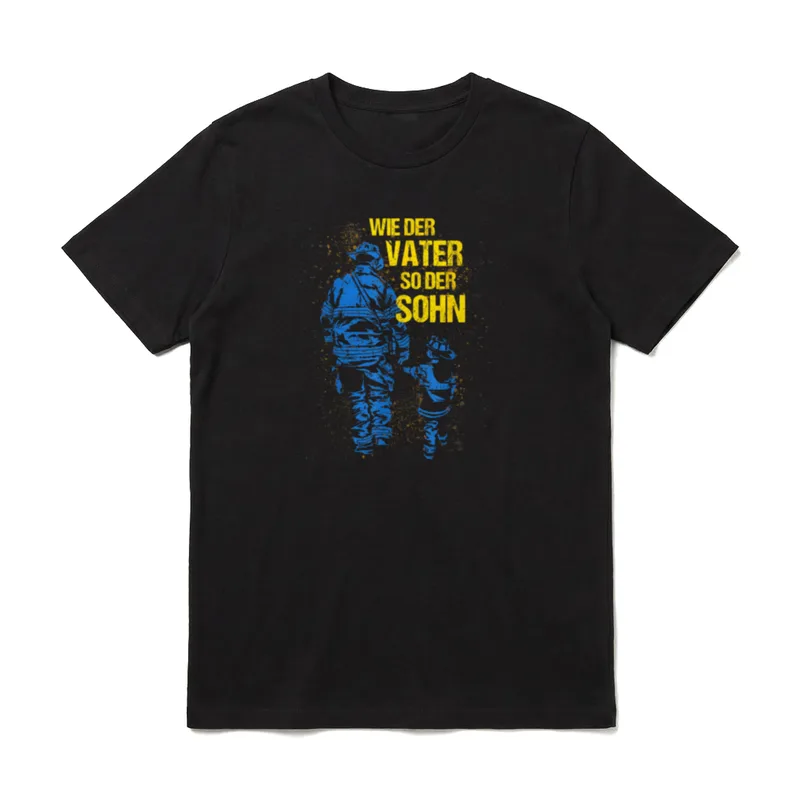 Feuerwehrmann Vater Papa Sohn T-Shirt – Klassisches T-Shirt in Schwarz