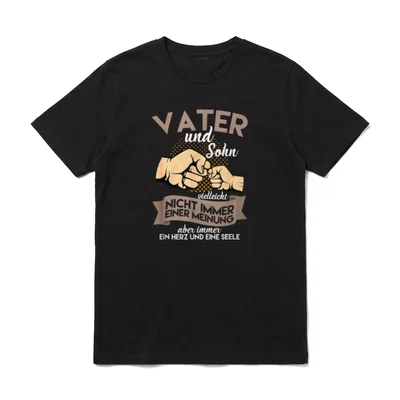 Vater und Sohn vielleicht T-Shirt – Fingertipp Vater Sohn Spruch Ein Herz Eine Seele – Klassisches T-Shirt in Schwarz