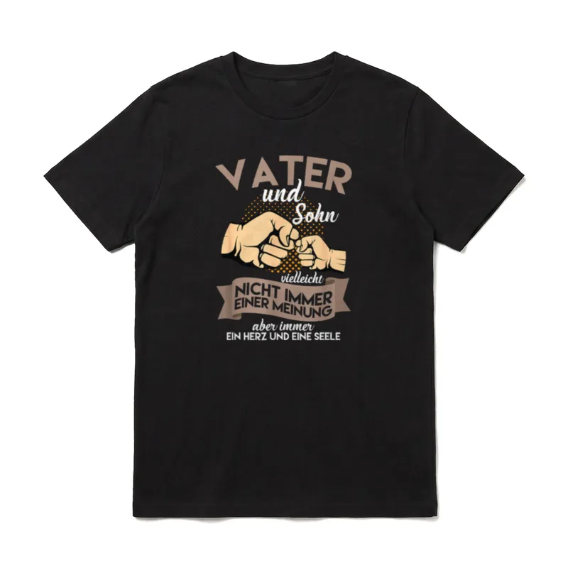 Vater und Sohn vielleicht T-Shirt – Fingertipp Vater Sohn Spruch Ein Herz Eine Seele – Klassisches T-Shirt in Schwarz