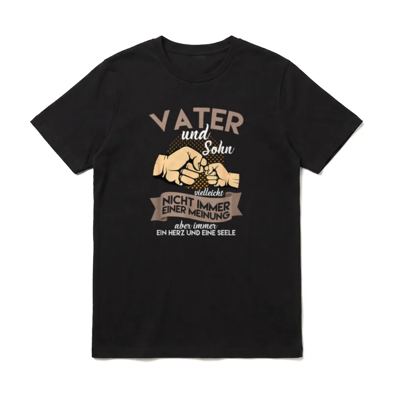 Vater und Sohn nicht T-Shirt – Vater und Sohn, Fist Bump, Spruch nicht immer einer Meinung – Klassisches T-Shirt in Schwarz