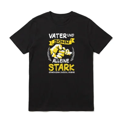 Vater Und Sohn Alleine T-Shirt – Gelber Fingerschnipp mit Text Vater und Sohn Alleine Stark – Klassisches T-Shirt in Schwarz