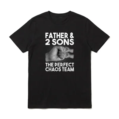 Papa & 2 Söhne Papa & Sohn T-Shirt – Klassisches T-Shirt in Schwarz