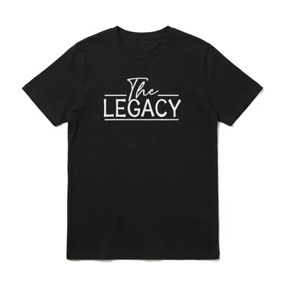 The Legend & Legacy Lustiges T-Shirt – Schriftzug „The Legacy“ in Schreib- und Blockschrift – Klassisches T-Shirt in Schwarz