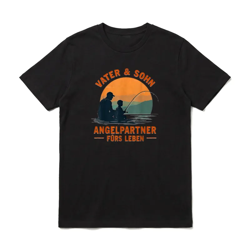 Angeln Vater und Sohn T-Shirt – Klassisches T-Shirt in Schwarz