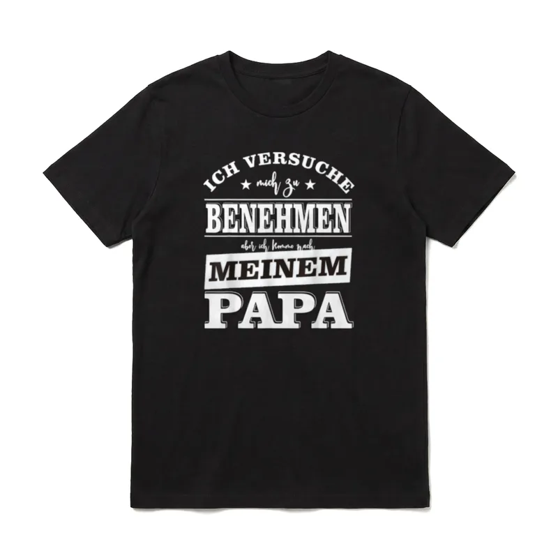 Ich versuche mich Papa & Sohn T-Shirt – Klassisches T-Shirt in Schwarz