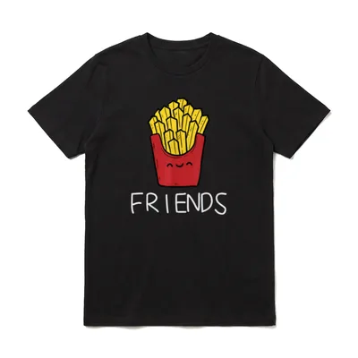 Pommes Best Friends Geschwister T-Shirt – Klassisches T-Shirt in Schwarz