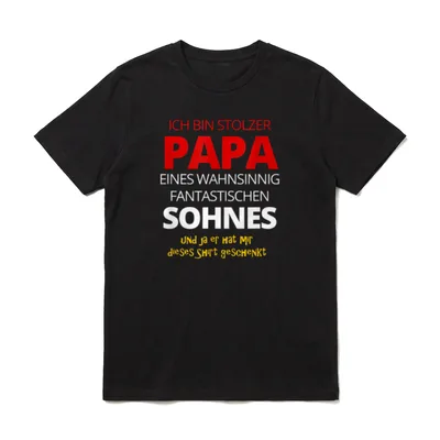 Ich bin Stolzer Papa T-Shirt – Spruch: Stolzer Papa eines fantastischen Sohnes – Klassisches T-Shirt in Schwarz