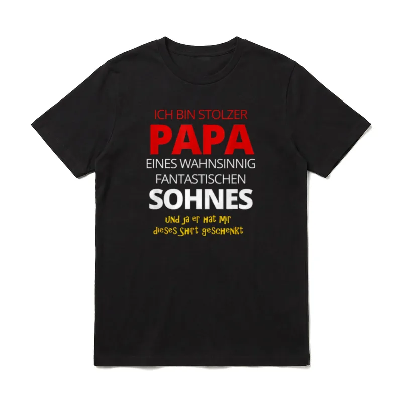 Ich bin Stolzer Papa T-Shirt – Spruch: Stolzer Papa eines fantastischen Sohnes – Klassisches T-Shirt in Schwarz