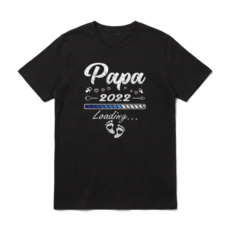 Papa für werdende Papa 2022 T-Shirt – Papa 2022 Loading Balken mit Herzen und Babyfüßen – Klassisches T-Shirt in Schwarz