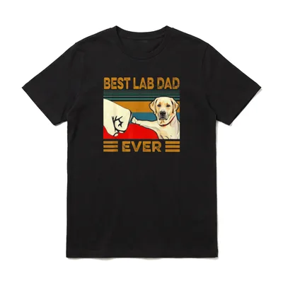 Best Lab Dad Ever T-Shirt – Retro Fists Bump Labrador Hund mit Text Best Lab Dad Ever – Klassisches T-Shirt in Schwarz