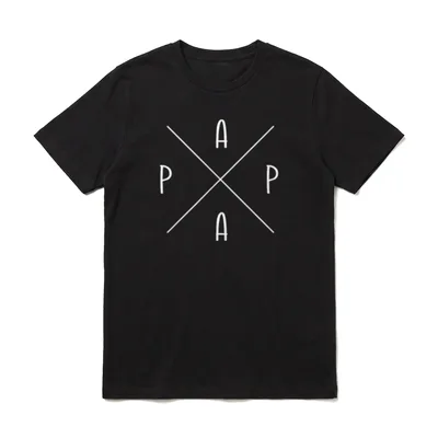 Papa Vater Mutter Kind T-Shirt – Großes X mit den Buchstaben P A P A an den vier Enden – Klassisches T-Shirt in Schwarz