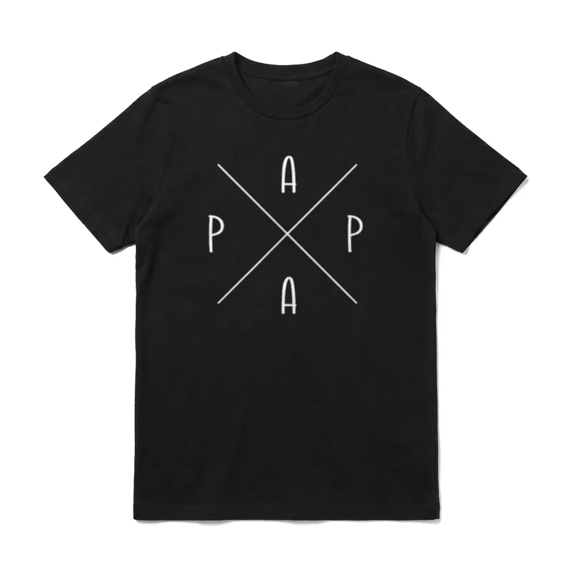 Papa Vater Mutter Kind T-Shirt – Großes X mit den Buchstaben P A P A an den vier Enden – Klassisches T-Shirt in Schwarz