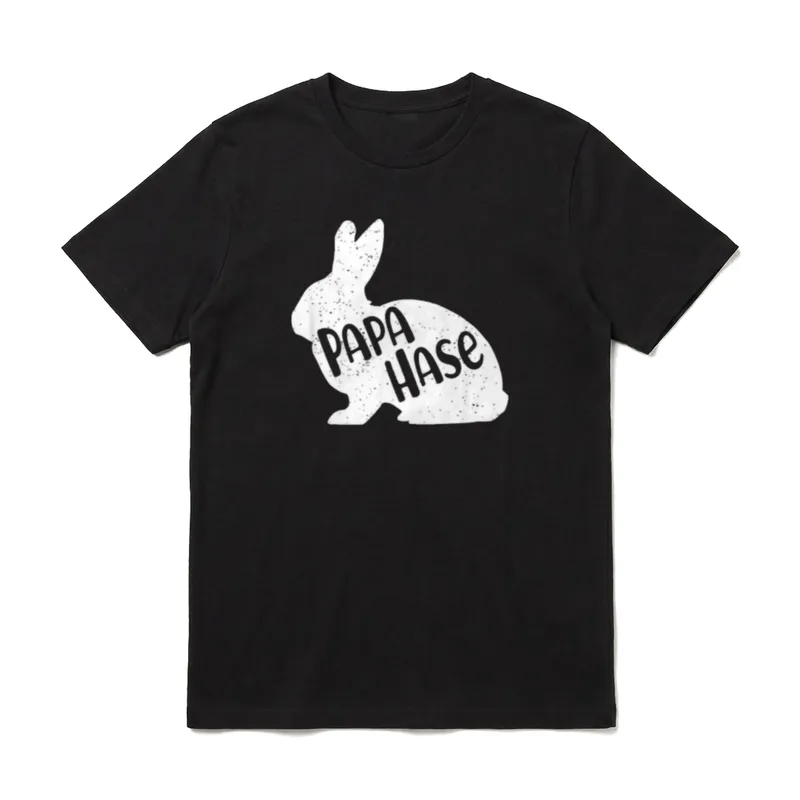 Osterpräsent für Eltern Oster T-Shirt – Weiße Hasensilhouette mit dem Text PAPA HASE – Klassisches T-Shirt in Schwarz