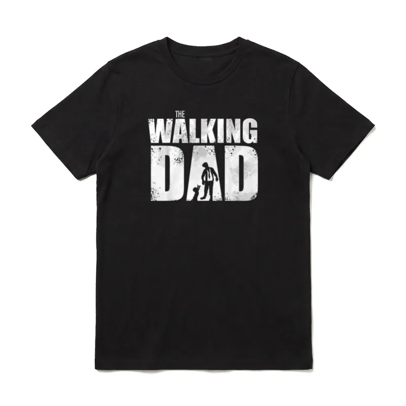 Walking Dad Papa T-Shirt – The Walking Dad Text mit Vater-Kind Silhouette im Grunge-Stil – Klassisches T-Shirt in Schwarz