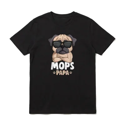 Mops Papa Hunde T-Shirt – Klassisches T-Shirt in Schwarz