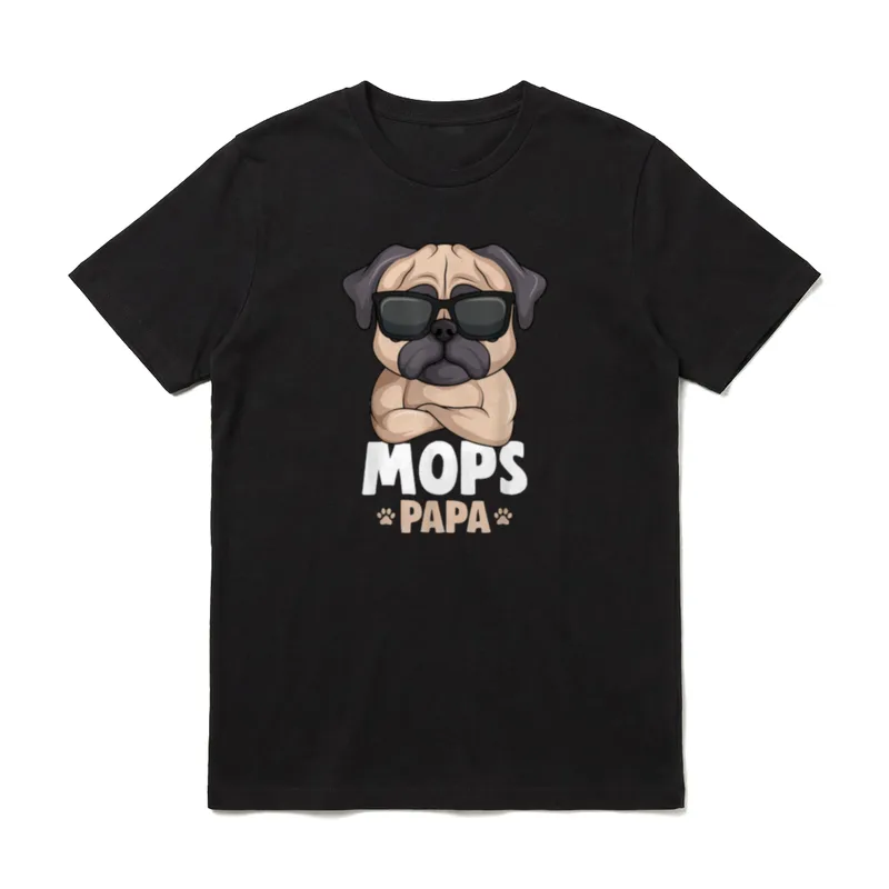 Mops Papa Hunde T-Shirt – Klassisches T-Shirt in Schwarz