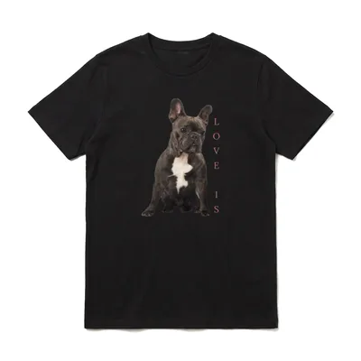 mit französischer Bulldogge Aufschrift T-Shirt – Klassisches T-Shirt in Schwarz