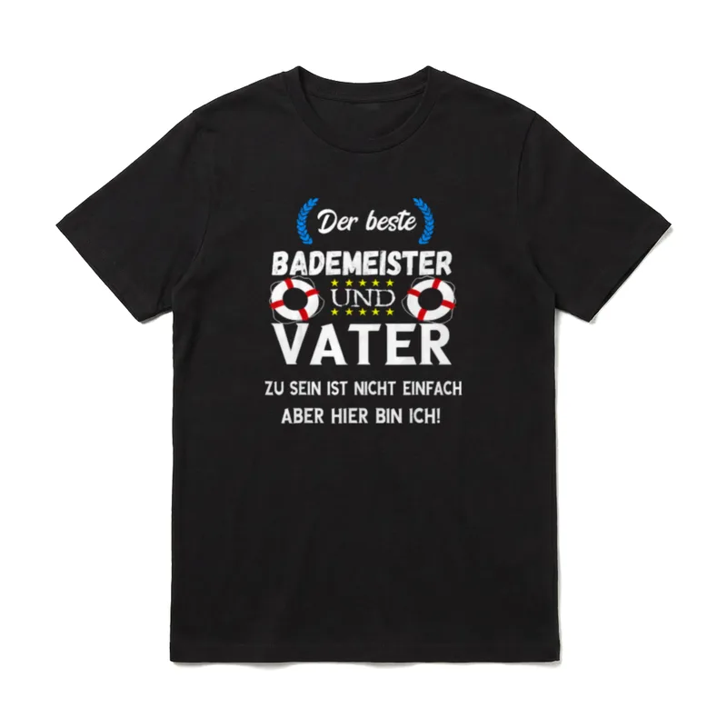 Bademeister Vater Schwimmbad Rettungsschwimmer T-Shirt – Klassisches T-Shirt in Schwarz