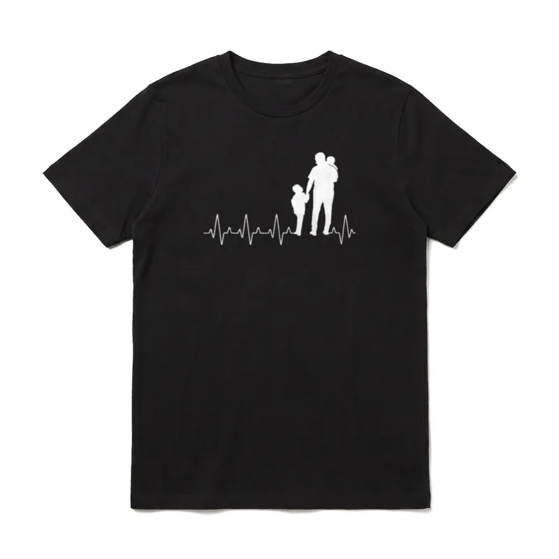 Vater 2 Herzschlag Stolzer T-Shirt – Klassisches T-Shirt in Schwarz
